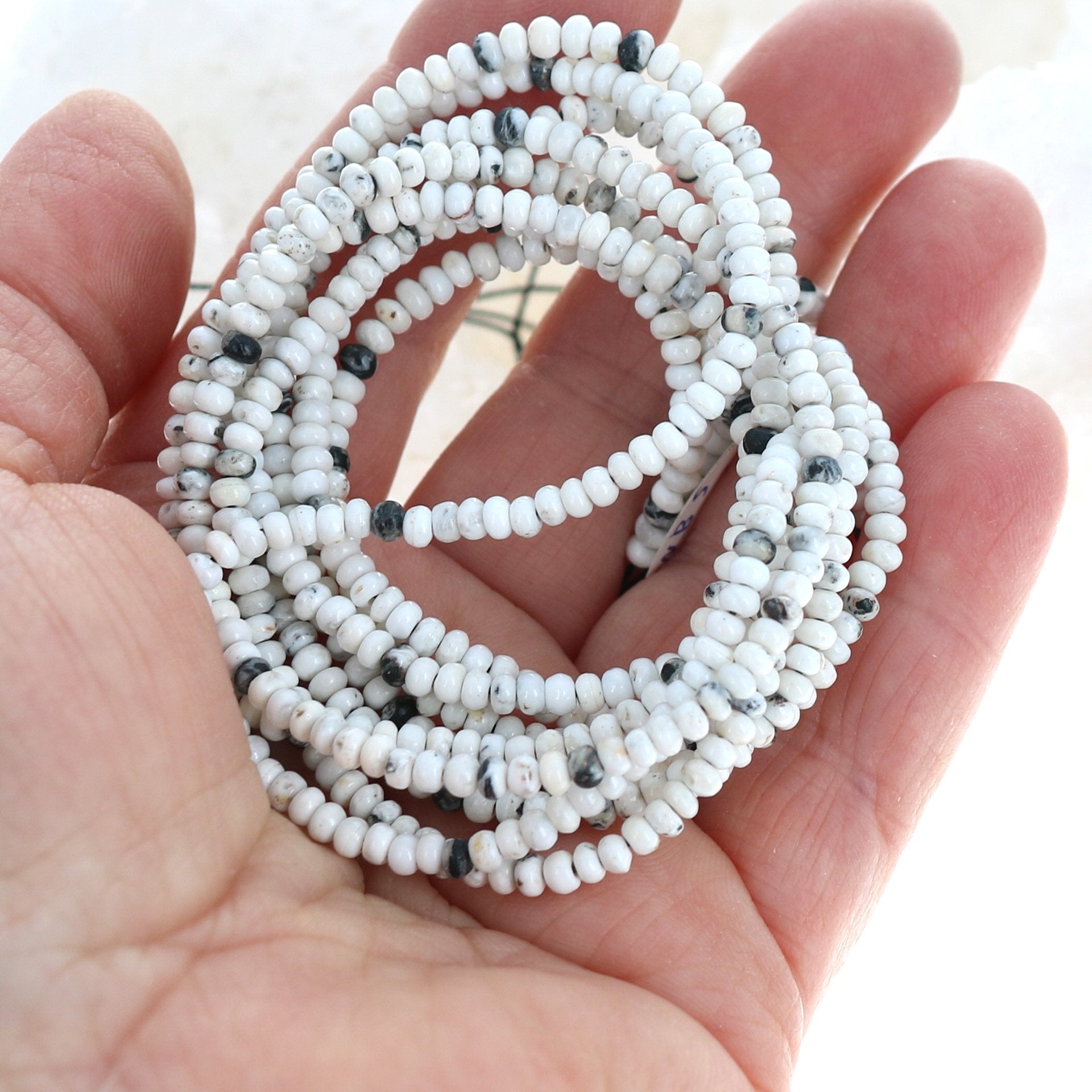 RARE White Buffalo Turquoise Rondelle Beads 3mm Nevada -NewWorldGems