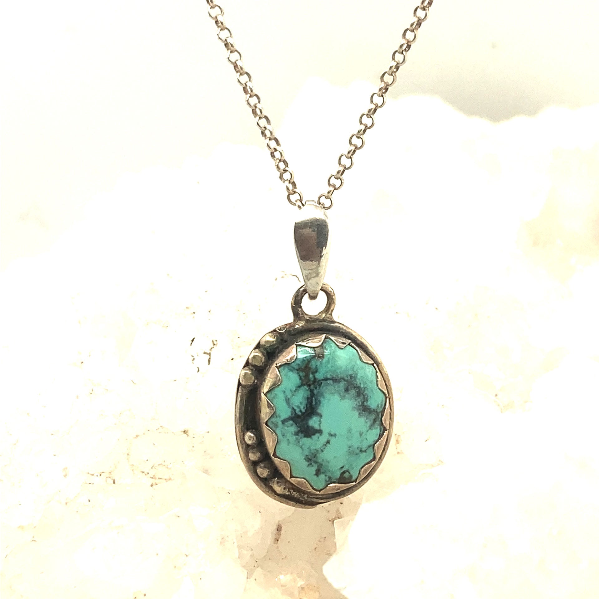 Hubei Turquoise Pendant Mint Green Necklace 16" -NewWorldGems
