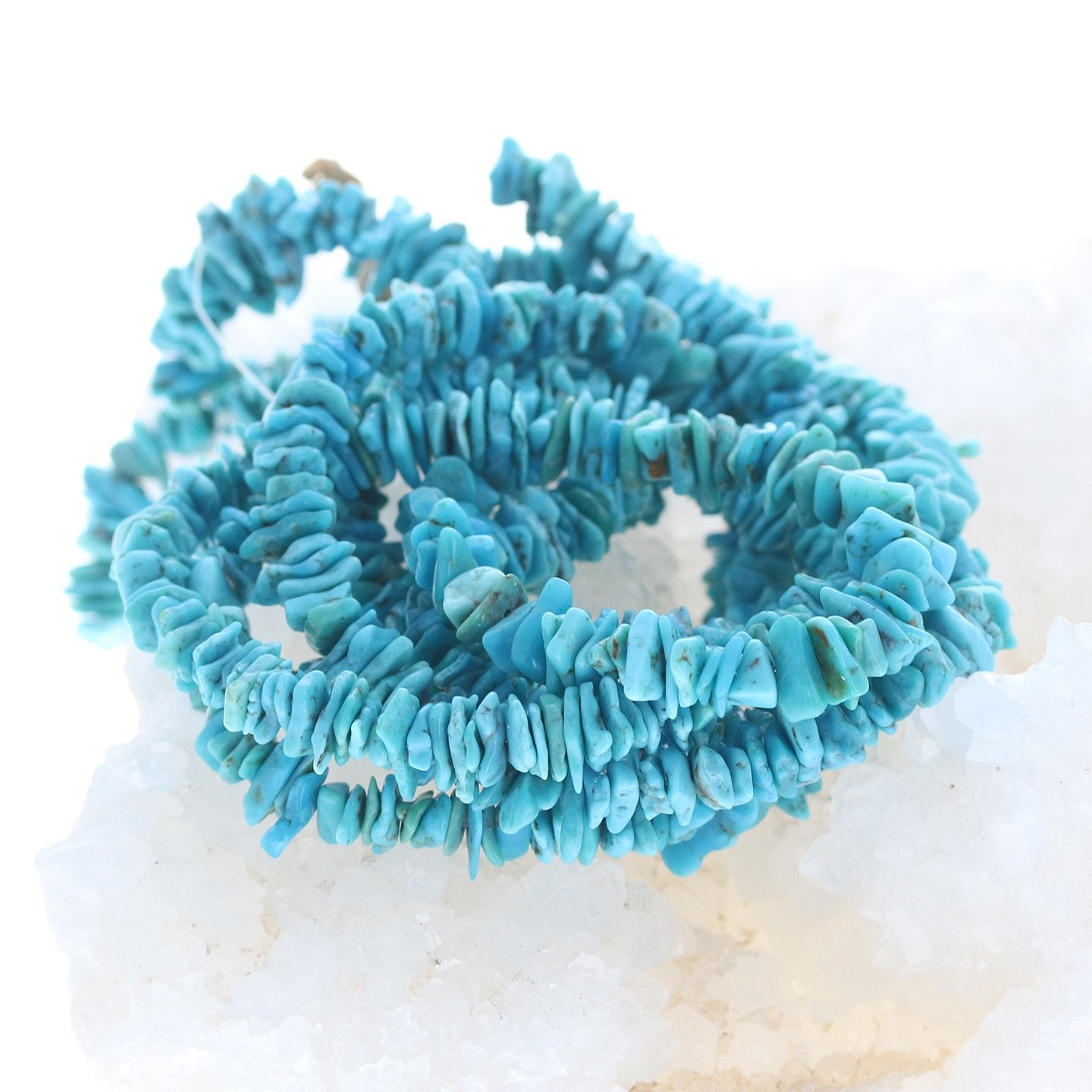 Sleeping Beauty Turquoise Beads 7-8Mm Flat Nuggets -NewWorldGems