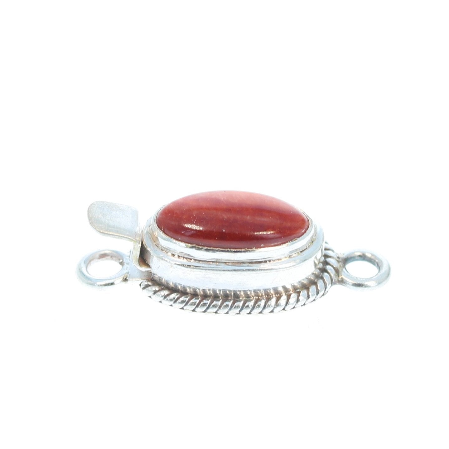 Spiny Oyster Clasp Elongated Oval Sterling Deep Red -NewWorldGems