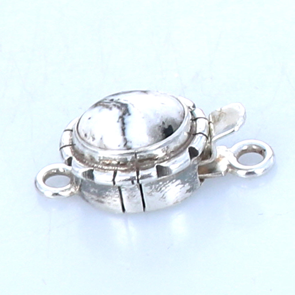 White Buffalo Clasp Sterling Oval 13x10.5mm Patterned Sterling -NewWorldGems