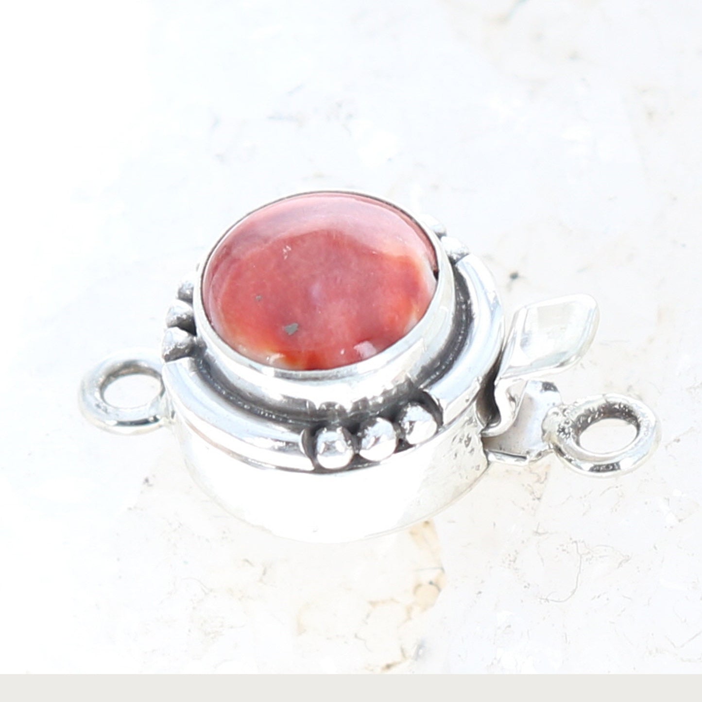 SPINY OYSTER Clasp Sterling Round 10mm Southwest Red or Orange -NewWorldGems