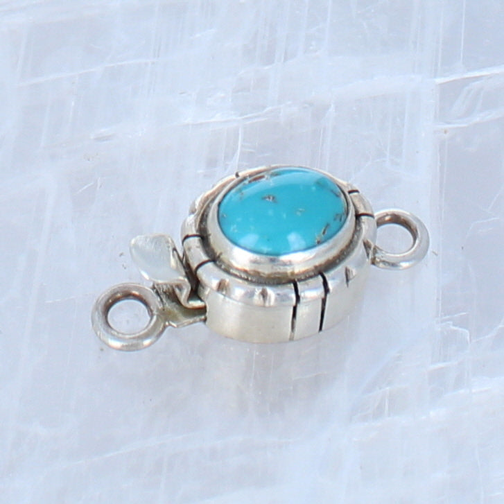 Turquoise Nevada #8 Mine Clasp Sterling Southwestern Design -NewWorldGems