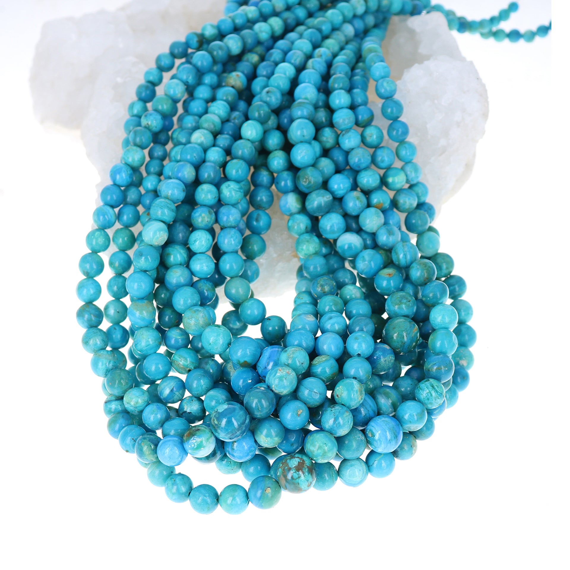 AAA PERUVIAN Opal Beads Ocean Blue Graduated 4 to 10mm Round -NewWorldGems