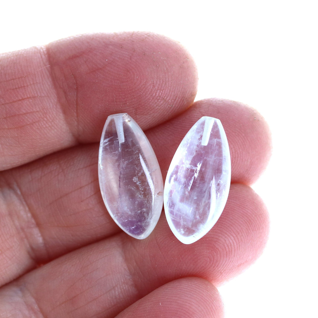 Rainbow Moonstone Teardrop Earring Components Set Pair 10X20Mm, -NewWorldGems