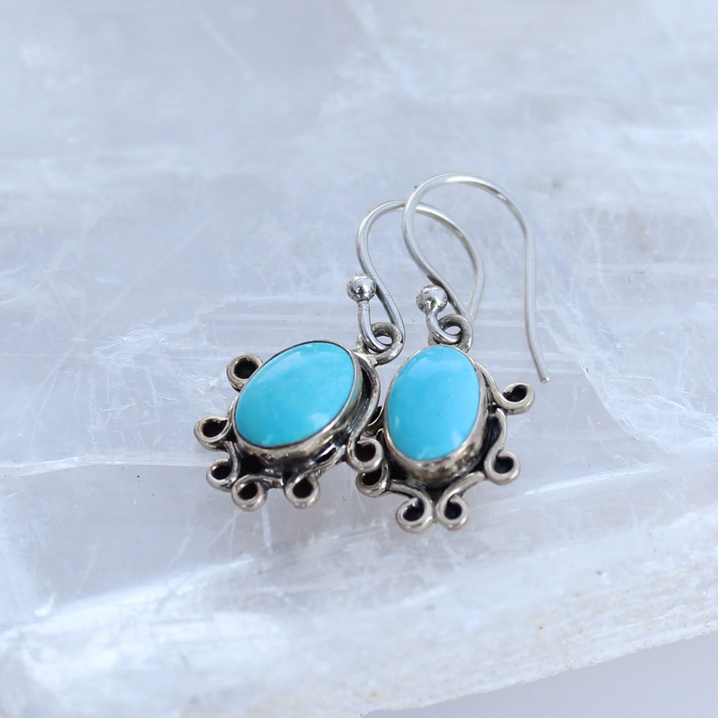 AAA Sleeping Beauty Turquoise Earrings Sterling Wire Design -NewWorldGems