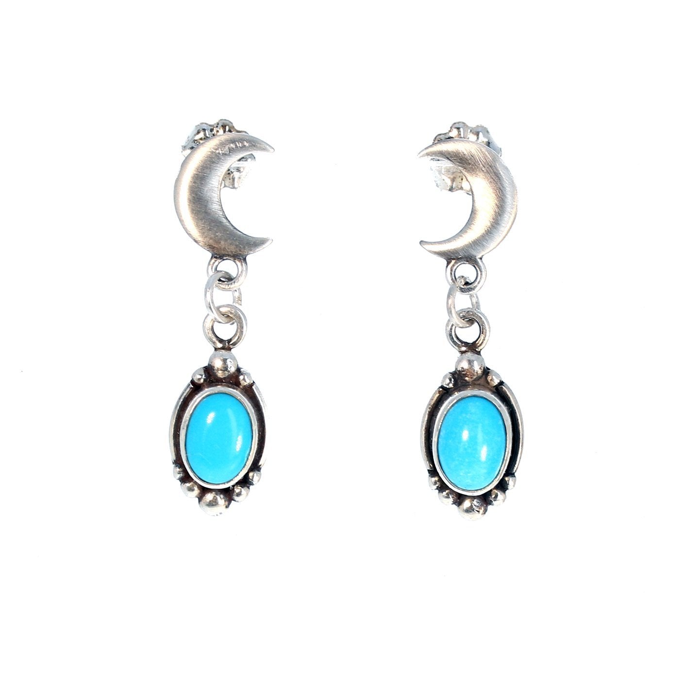 Sleeping Beauty Turquoise Earrings Moon Post Style Studs -NewWorldGems