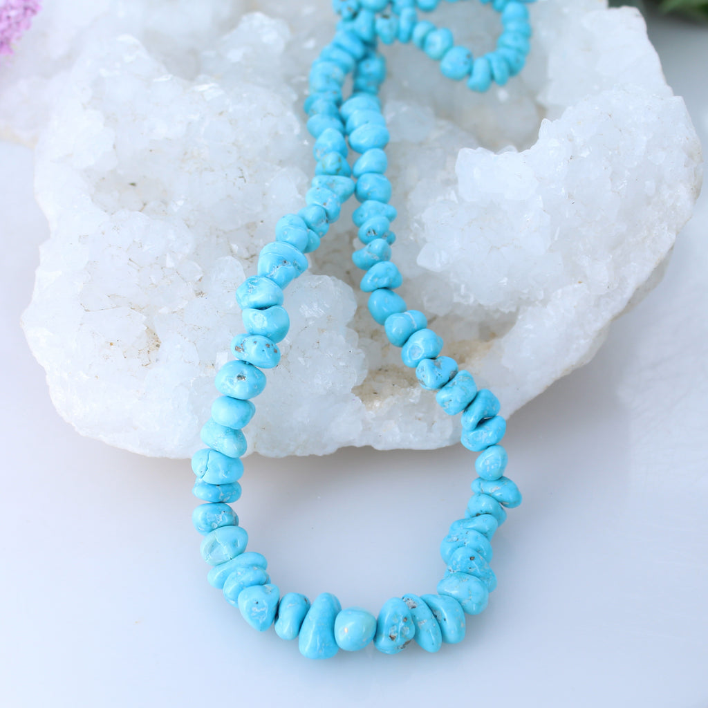 Sleeping Beauty Turquoise Beads 5-10mm Rounded Nuggets -NewWorldGems
