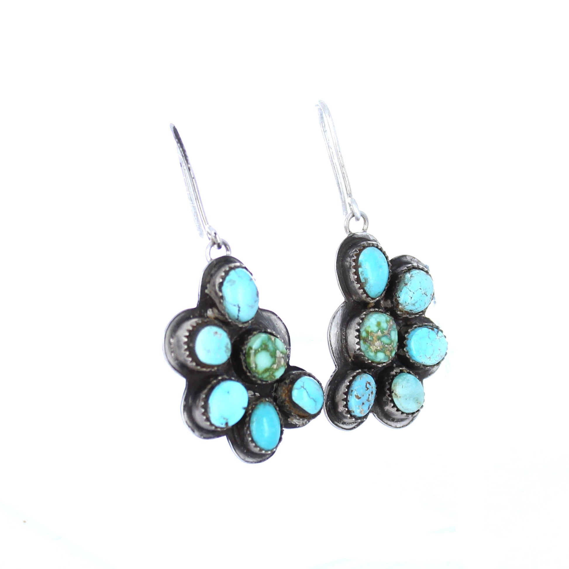 Dry Creek Turquoise Earrings Sterling 6-Stone Charmers -NewWorldGems