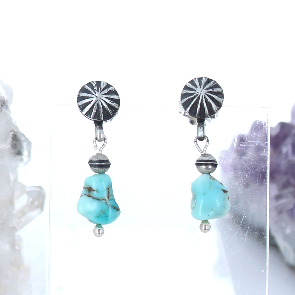 Lone Mountain TURQUOISE EARRINGS Sterling Free Form Drops Southwest -NewWorldGems