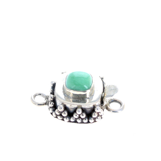 Variscite Clasp Sterling Cushion 6mm -NewWorldGems