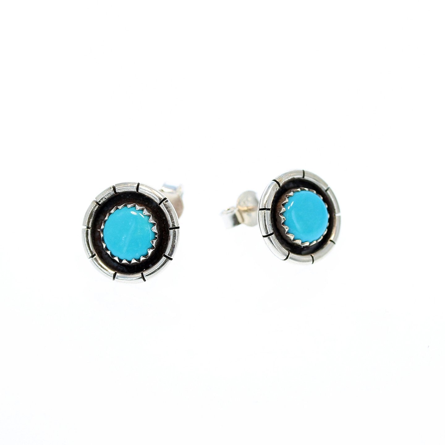 SLEEPING BEAUTY Turquoise Earrings Round Post Style Studs 7mm -NewWorldGems
