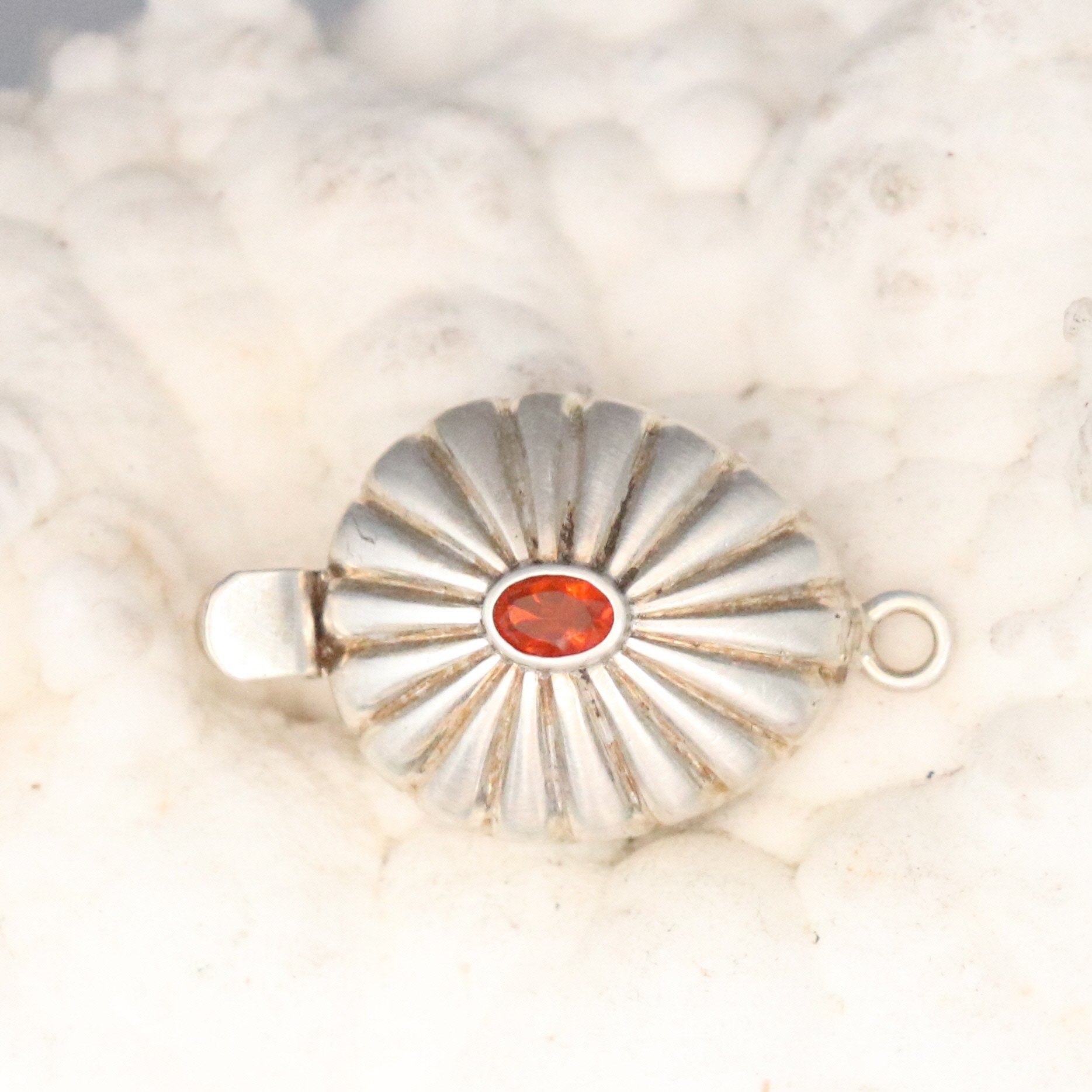 Sunflower Clasp Mexican Opal Faceted Orange -NewWorldGems