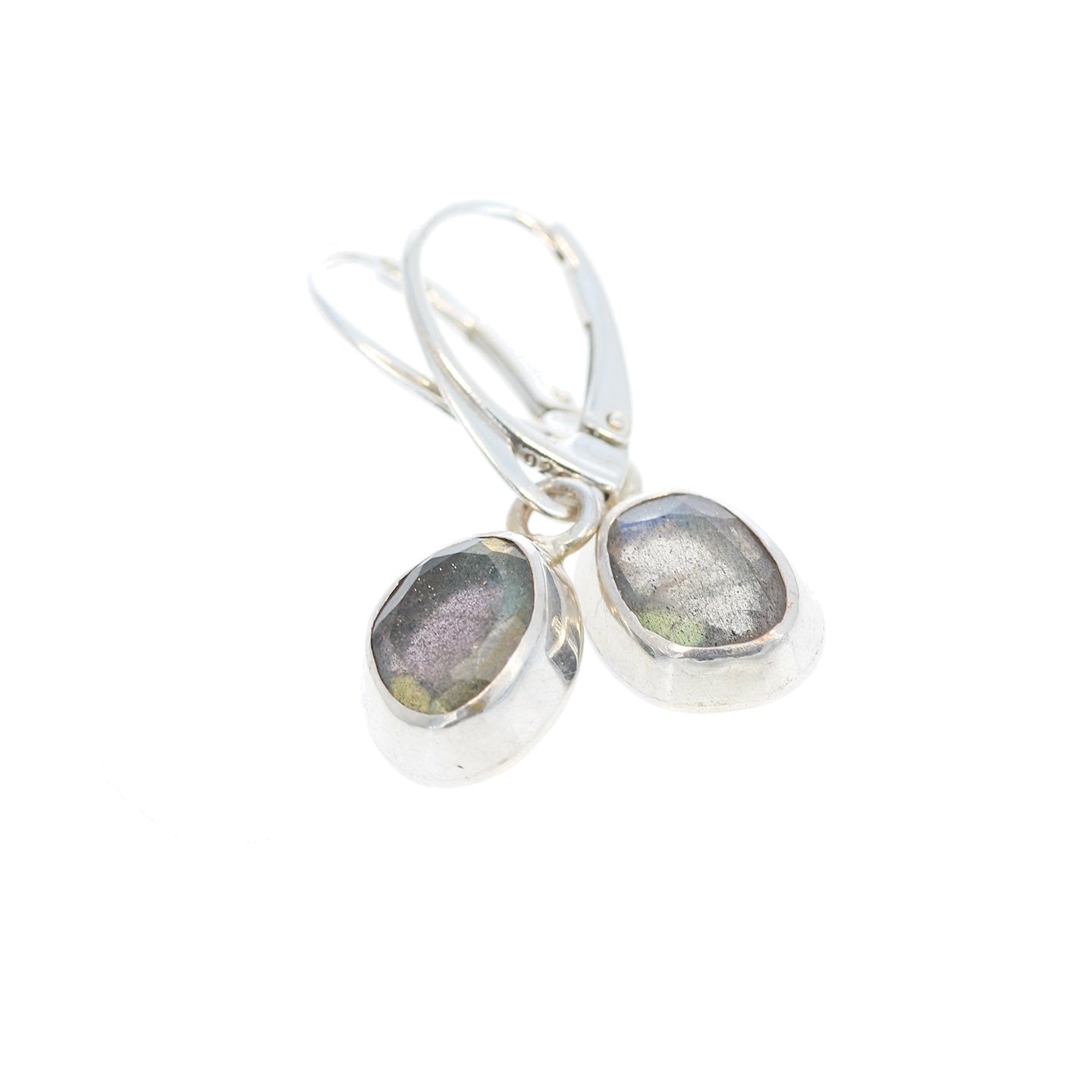 Moon Green Labradorite Faceted Earrings Sterling -NewWorldGems