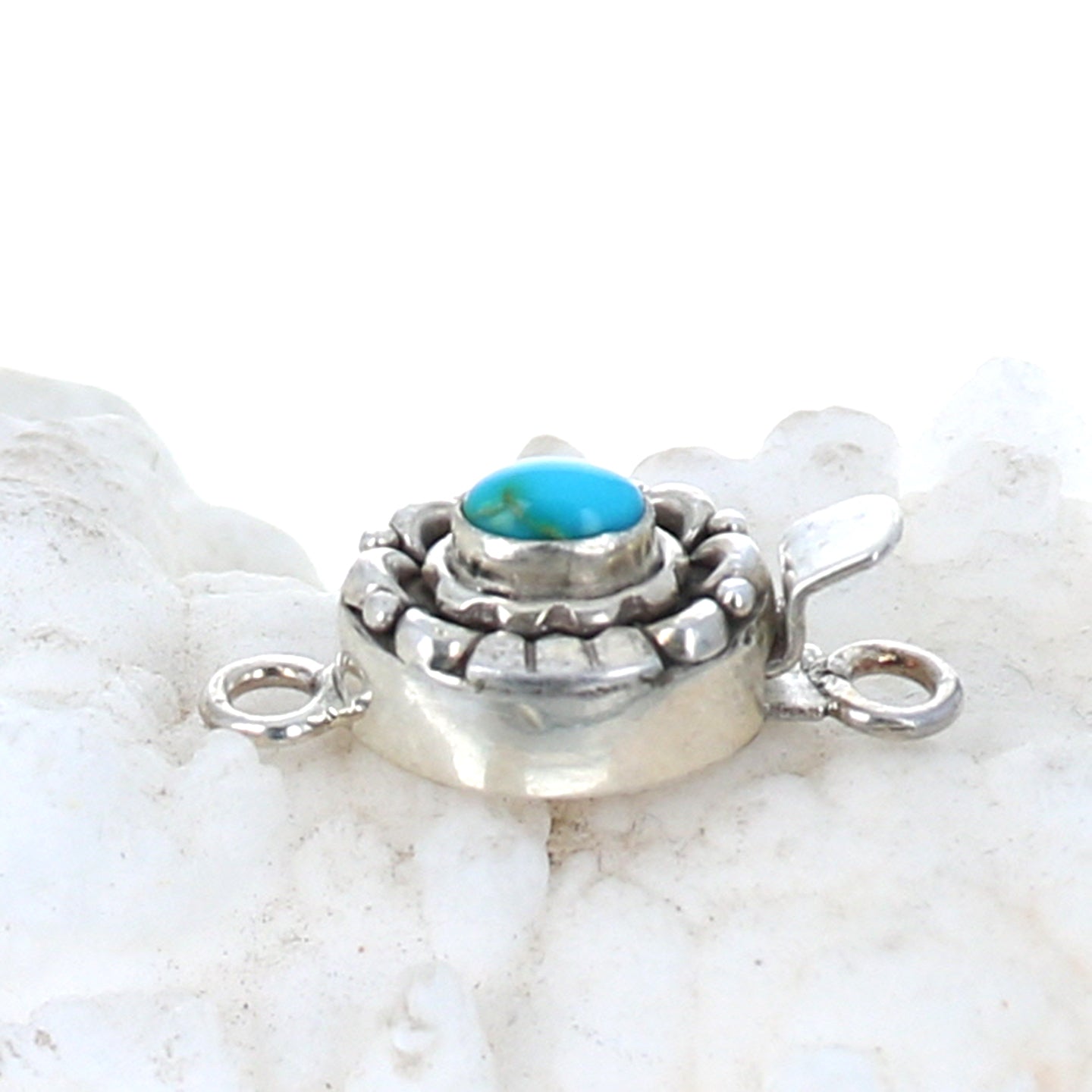 Sonoran Mountain Turquoise Clasp Sterling Moon Lotus 4x6mm -NewWorldGems