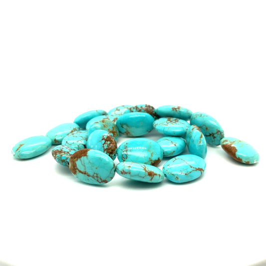 AAA Nevada #8 Mine Turquoise Beads 20x15mm Ovals -NewWorldGems