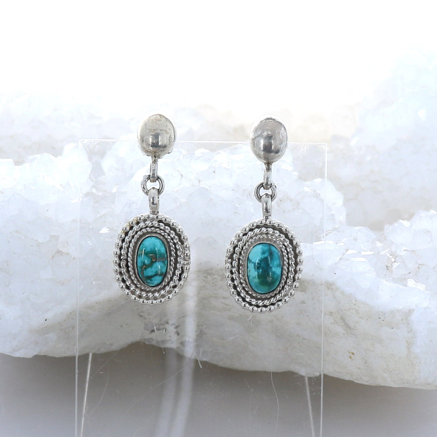 Sierra Nevada Turquoise Earrings Sterling Southwest Design -NewWorldGems