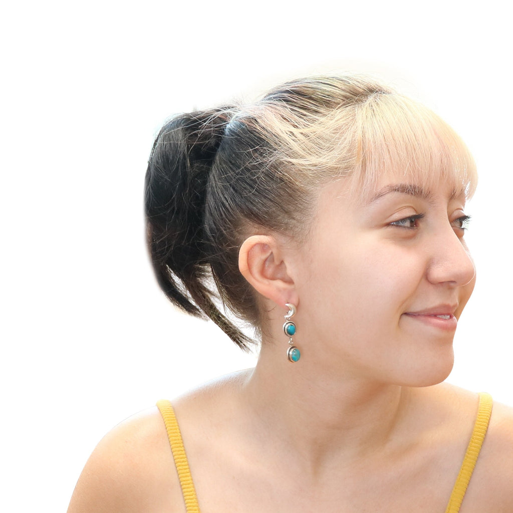 Gem Silica Earrings Sterling Silver Moons -NewWorldGems