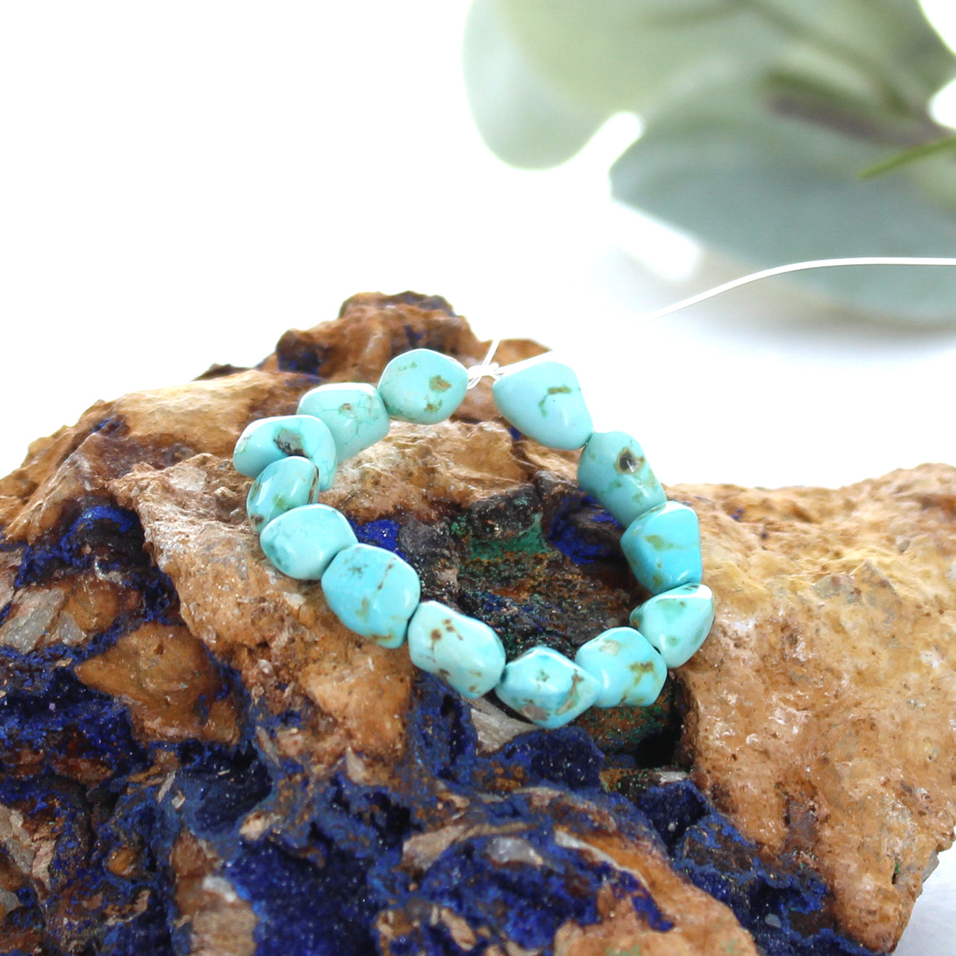 Lone Mountain Turquoise 6-7mm Nugget Beads Pale Blue 4" -NewWorldGems