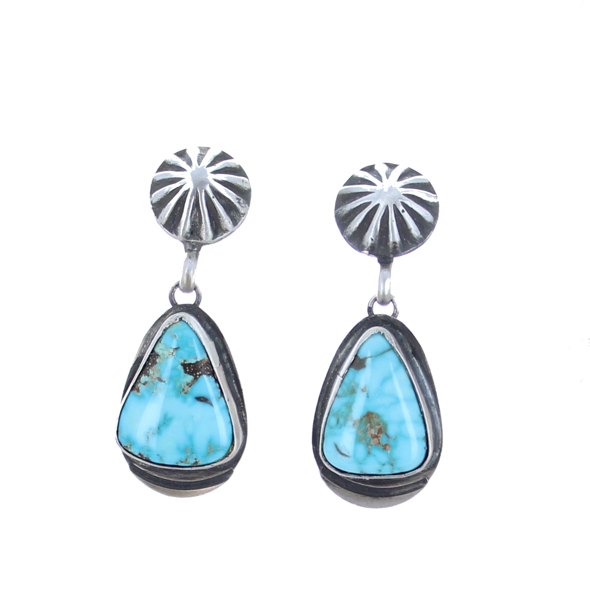 DRY CREEK Turquoise Earrings Sterling Large Teardrops Southwest -NewWorldGems