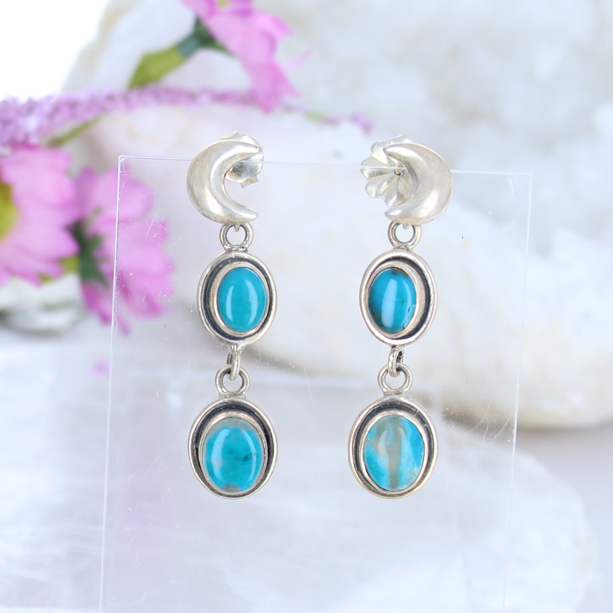 Gem Silica Earrings Sterling Silver Moons -NewWorldGems