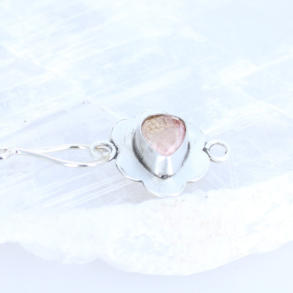 AAA Pink Tourmaline Faceted Sterling Clasp Patterned J Hook -NewWorldGems