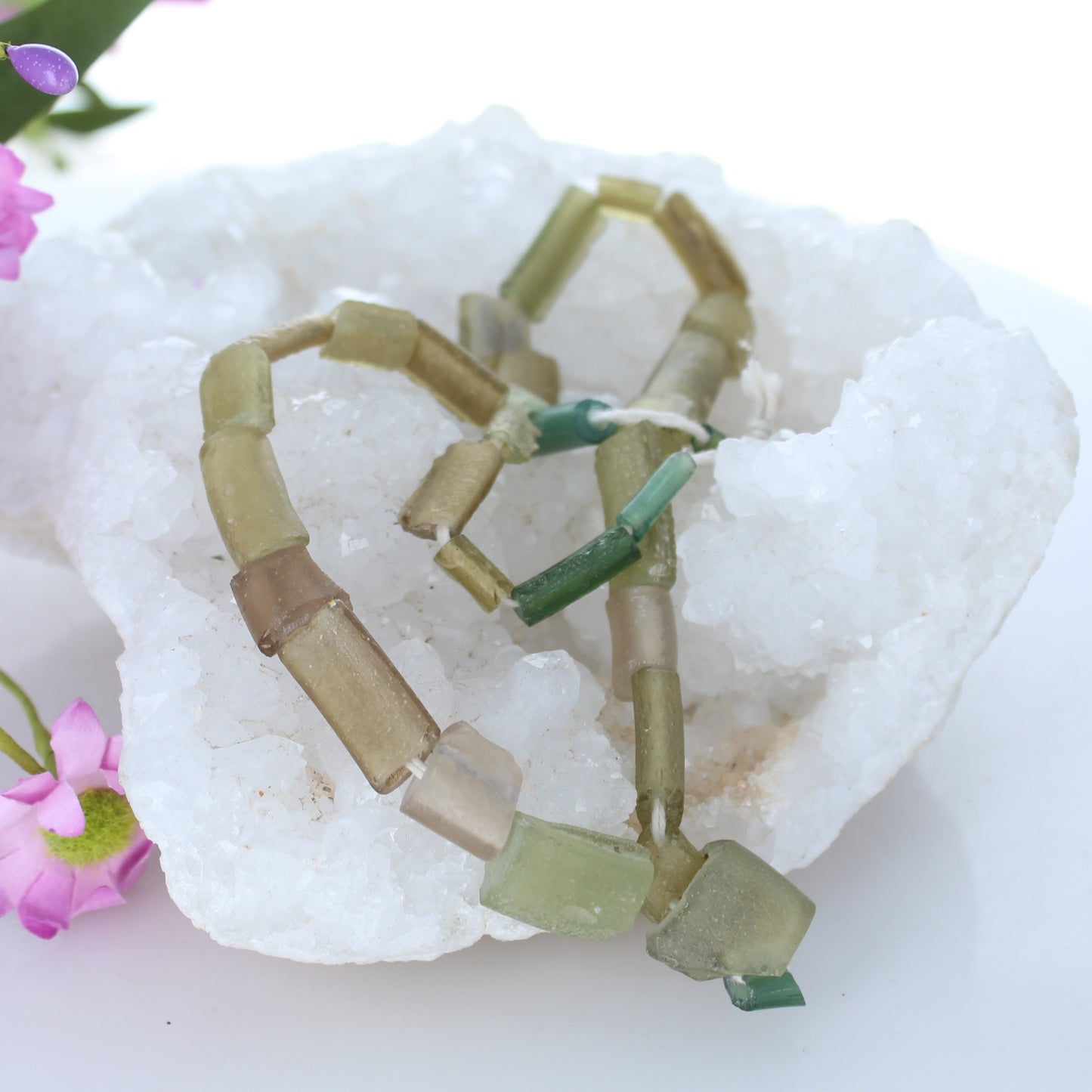 Ancient ROMAN GLASS Beads Greens and Golds #2 -NewWorldGems