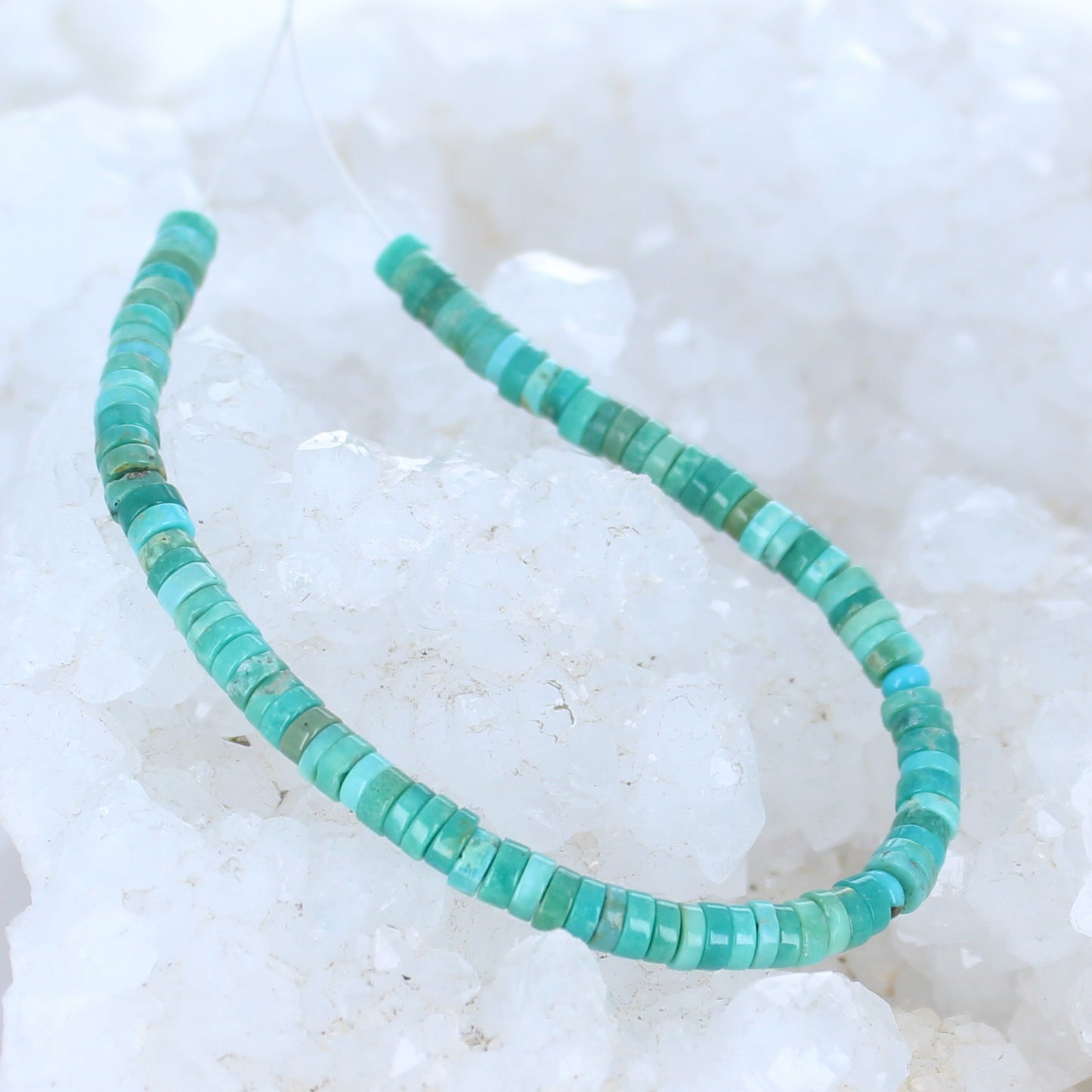 MEXICAN TURQUOISE 4mm Button Beads Blue Green 6" -NewWorldGems