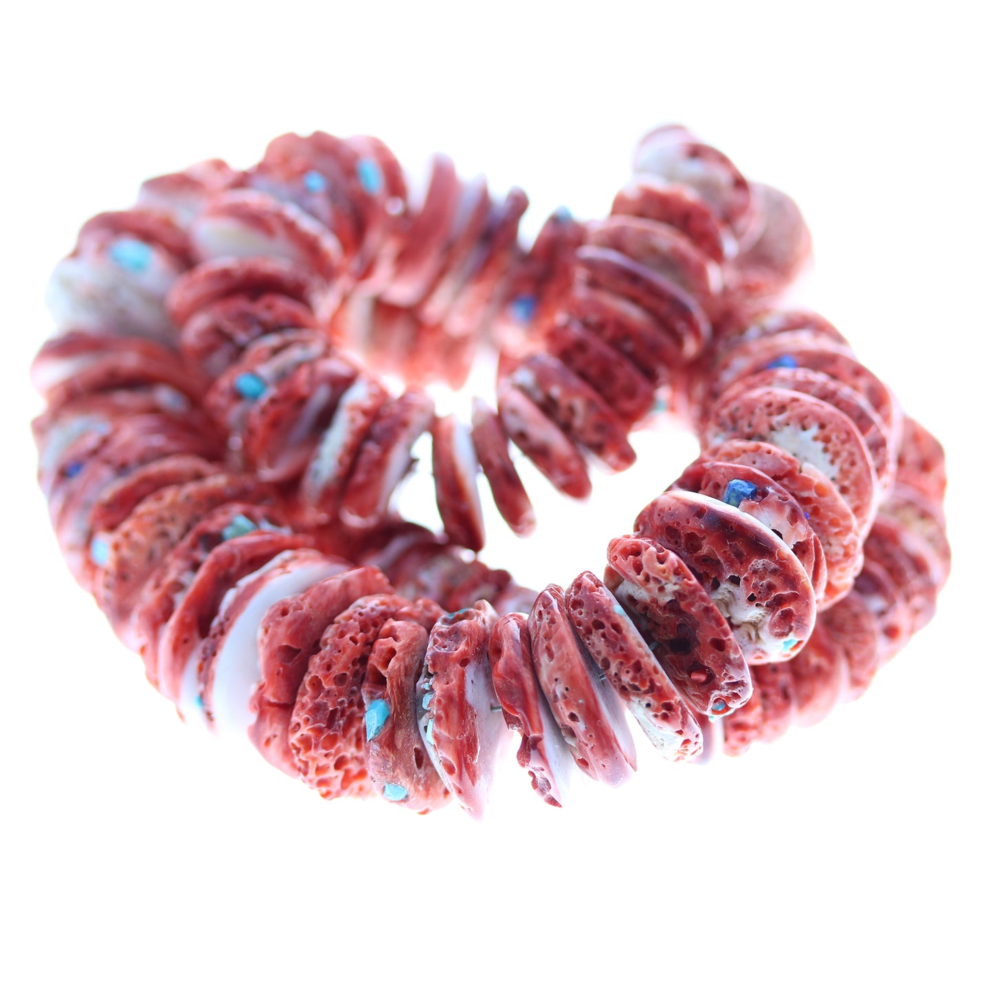 RED SPINY Oyster Beads Turquoise Accents 18mm -NewWorldGems