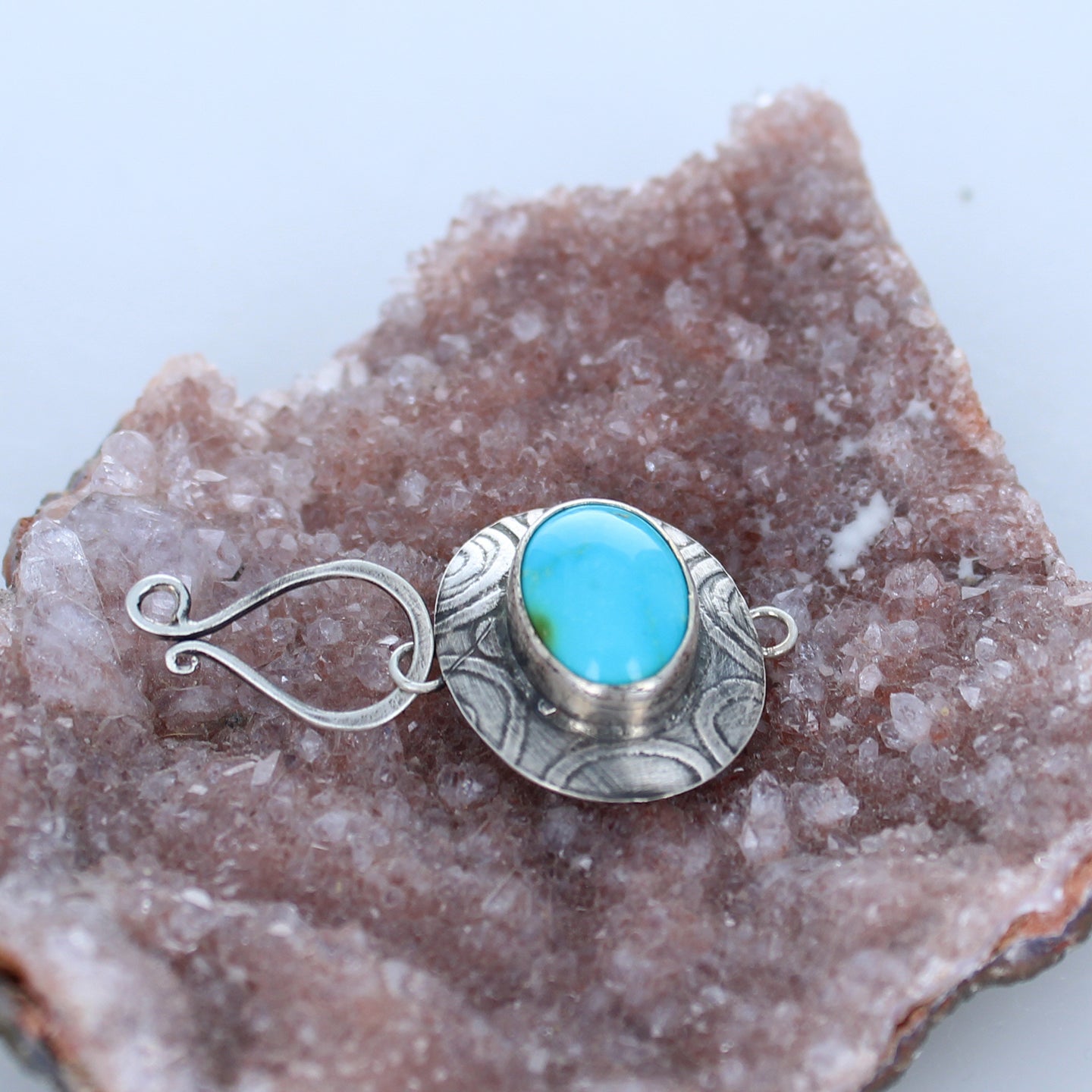 Mixed American and Sonoran Turquoise Sterling Clasp J Hook -NewWorldGems