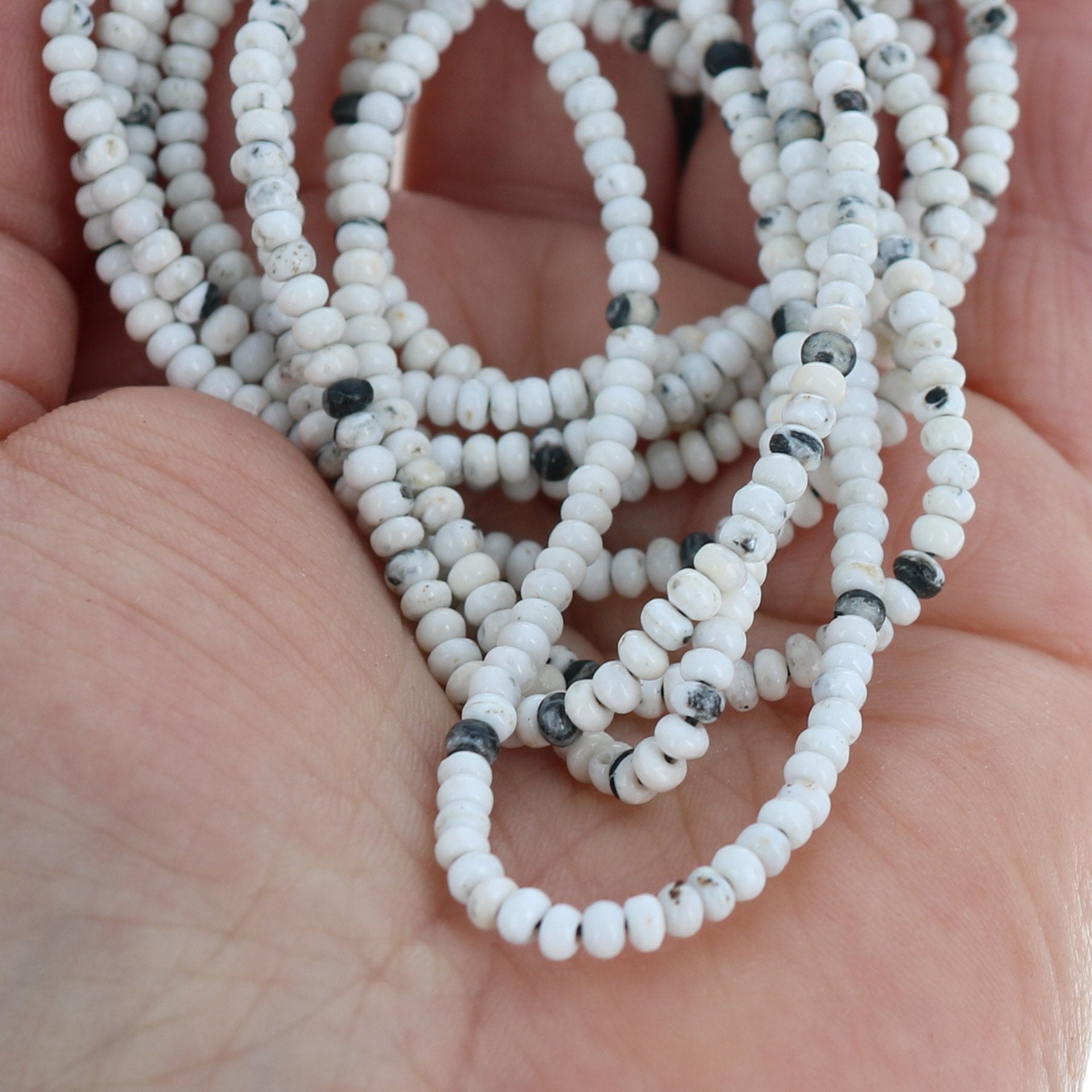 RARE White Buffalo Turquoise Rondelle Beads 3mm Nevada -NewWorldGems
