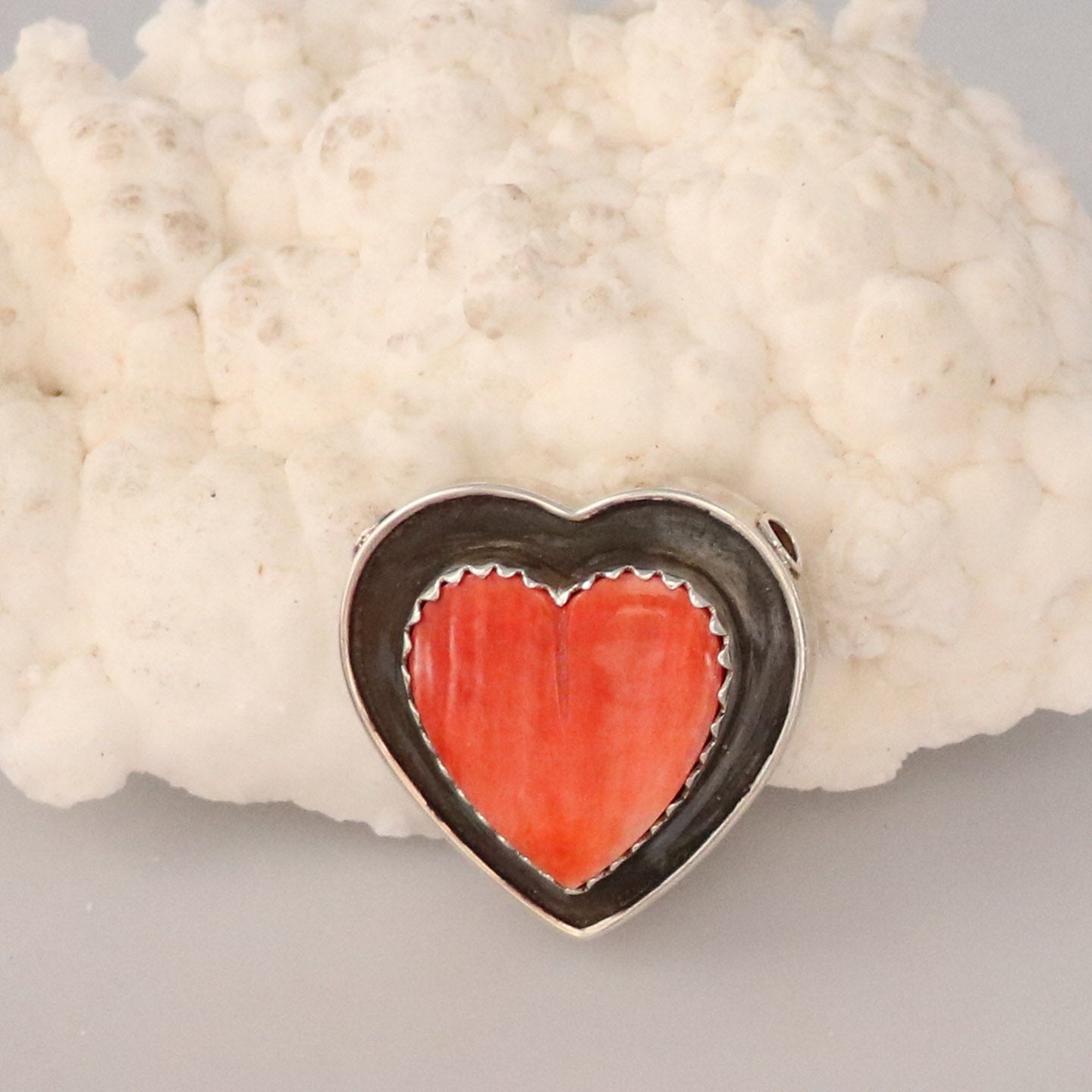 Heart Pendant Spiny Oyster Sterling Southwest Necklace -NewWorldGems