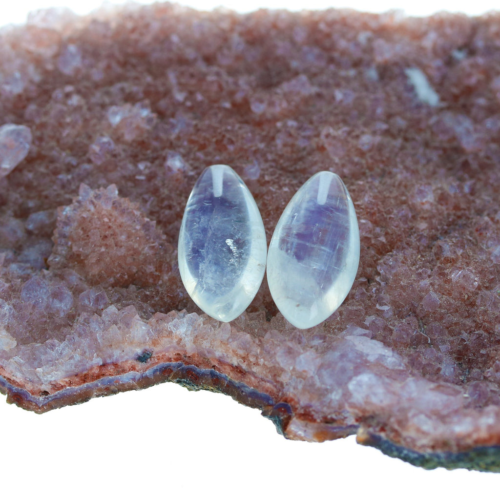 Rainbow Moonstone Teardrop Earring Components Set Pair 10X20Mm, -NewWorldGems