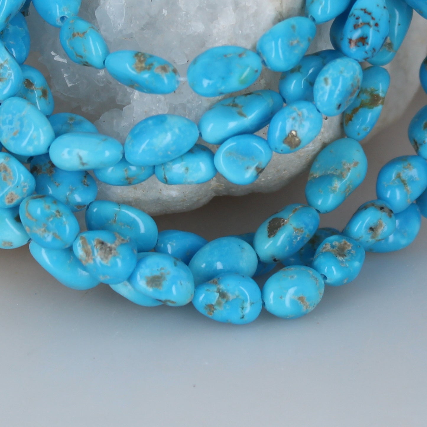 Castle Dome Turquoise Beads Bright Blue 9-13mm -NewWorldGems