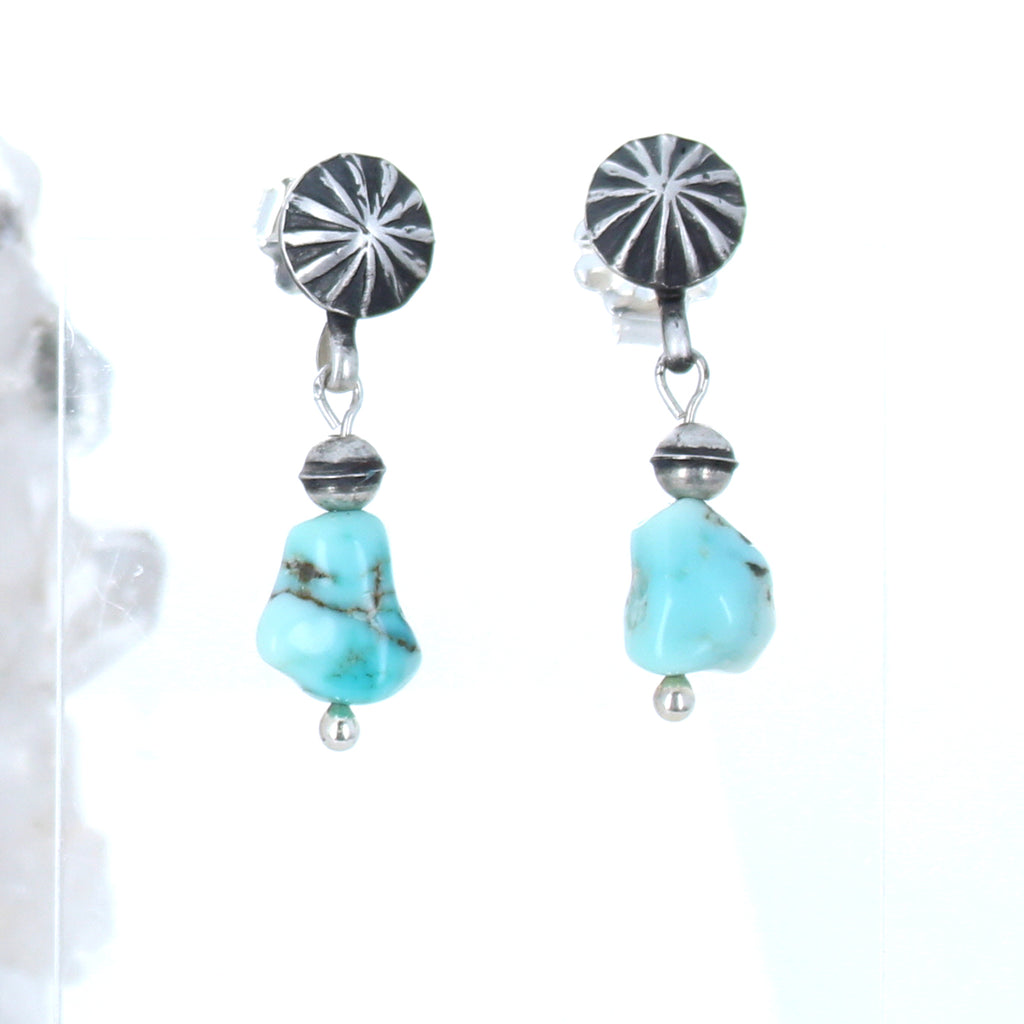 Lone Mountain TURQUOISE EARRINGS Sterling Free Form Drops Southwest -NewWorldGems