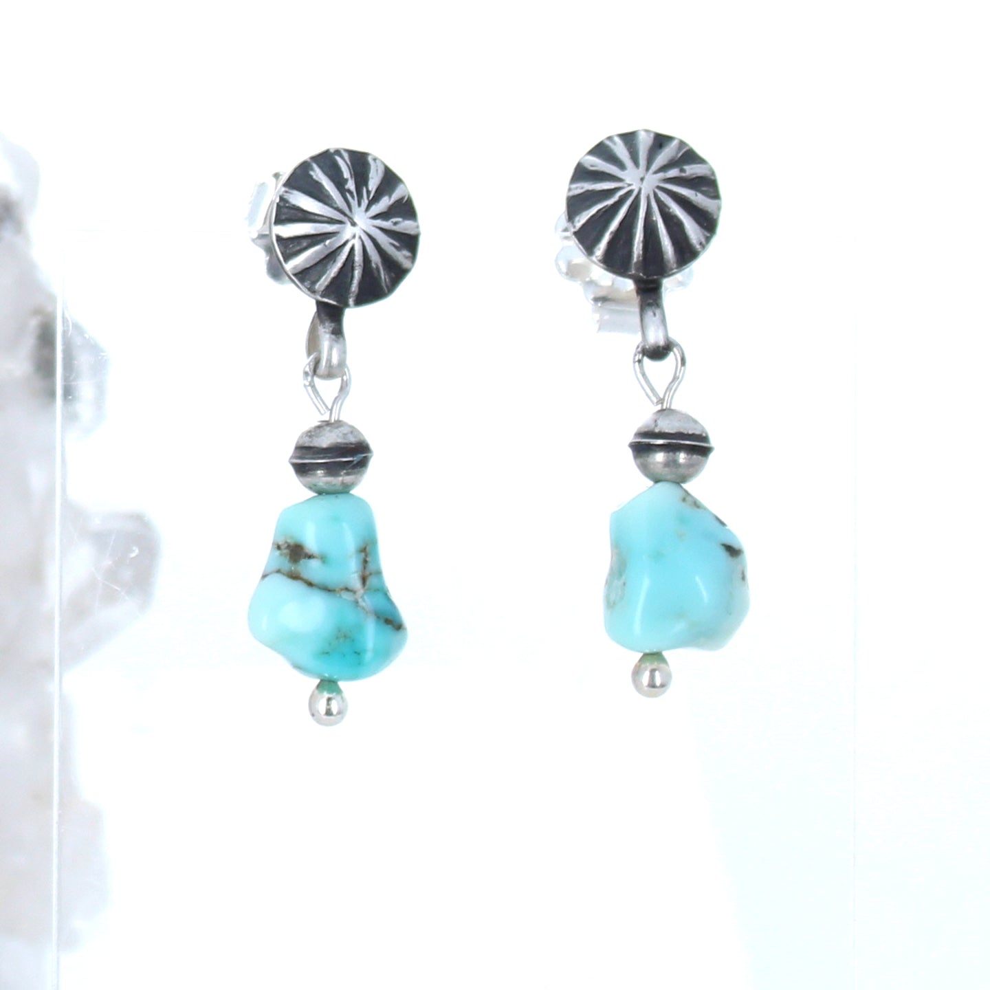 Lone Mountain TURQUOISE EARRINGS Sterling Free Form Drops Southwest -NewWorldGems