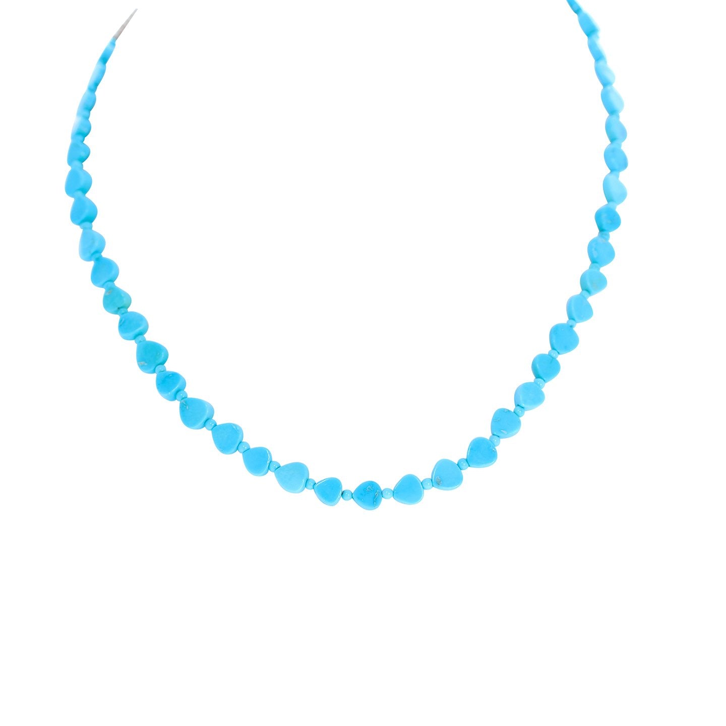 Sleeping Beauty Turquoise Necklace Heart Shaped Beads -NewWorldGems