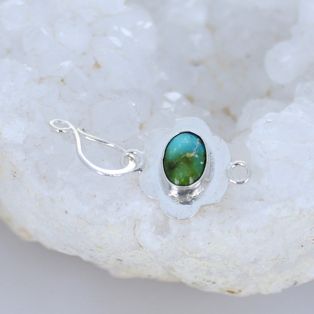 Lime Green Sonoran Gold Turquoise Sterling Clasp J Hook -NewWorldGems