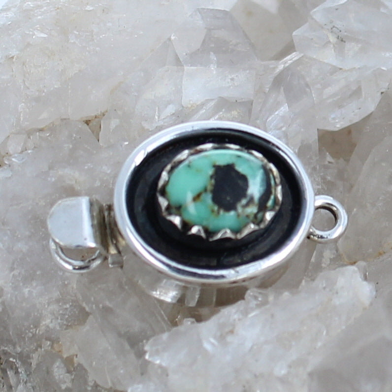 Carico Lake Turquoise Clasp Sterling Southwest 8X6mm -NewWorldGems
