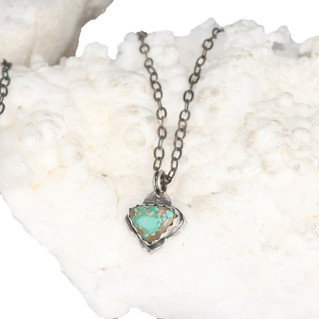 Carico Lake Turquoise Pendant Necklace Sterling Chain 18" -NewWorldGems