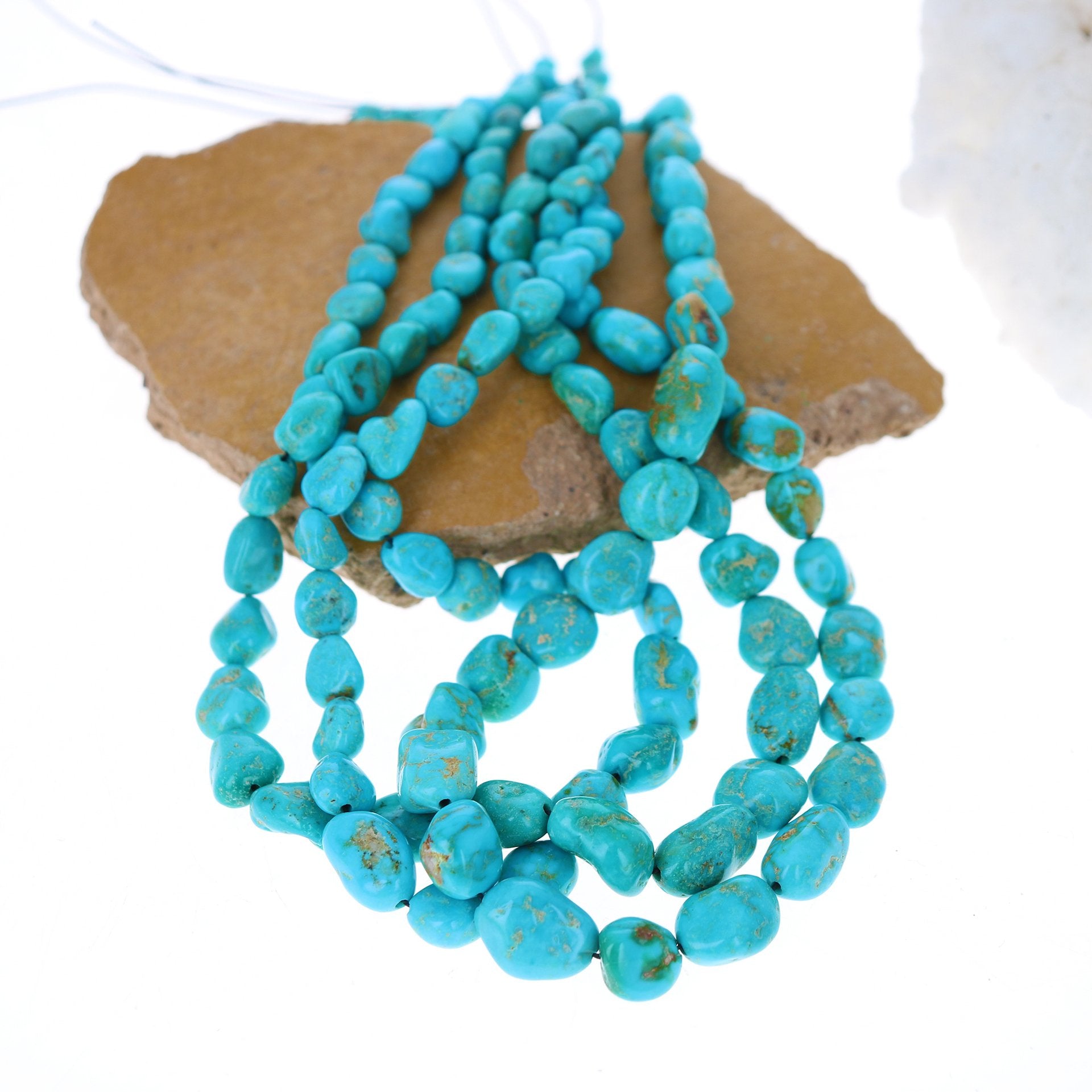 Turquoise Mountain Beads Potato Shaped Blue Golden 7-15Mm -NewWorldGems