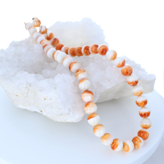 Orange Spiny Oyster Beads Round 10mm 15" -NewWorldGems