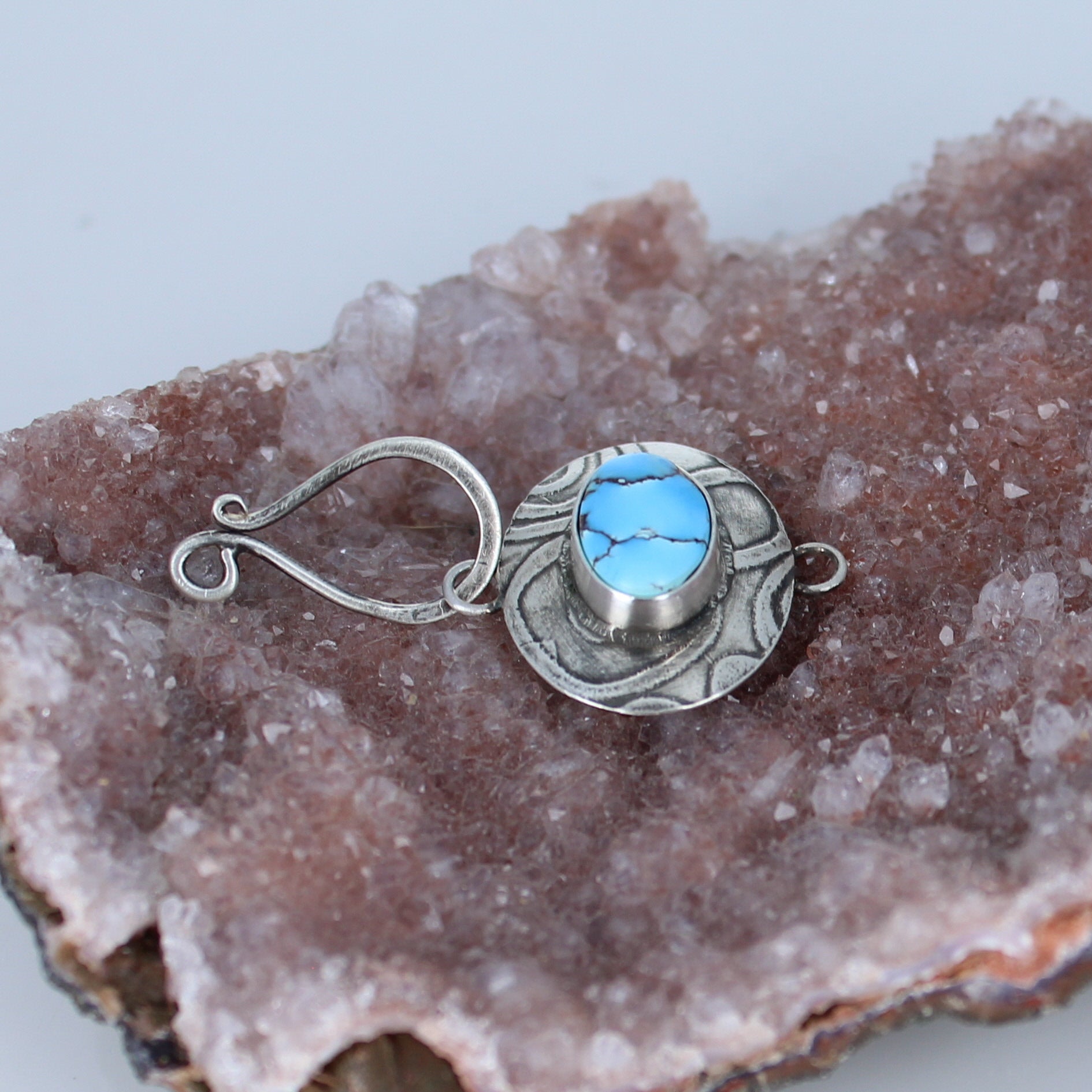 Mixed American and Sonoran Turquoise Sterling Clasp J Hook -NewWorldGems