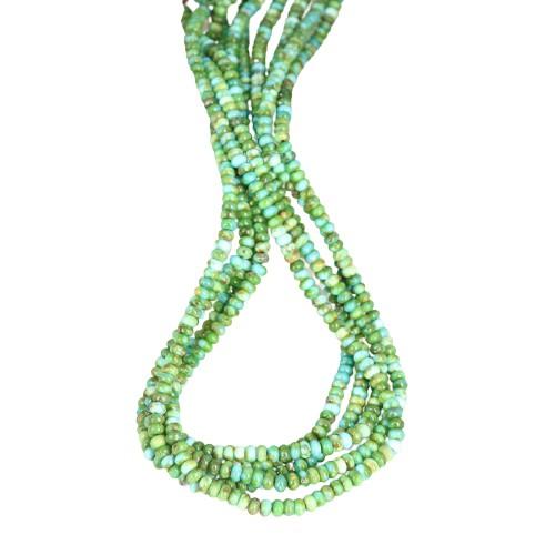 SONORAN GOLD Turquoise Beads Deep Green Blue 4mm Rondelles -NewWorldGems