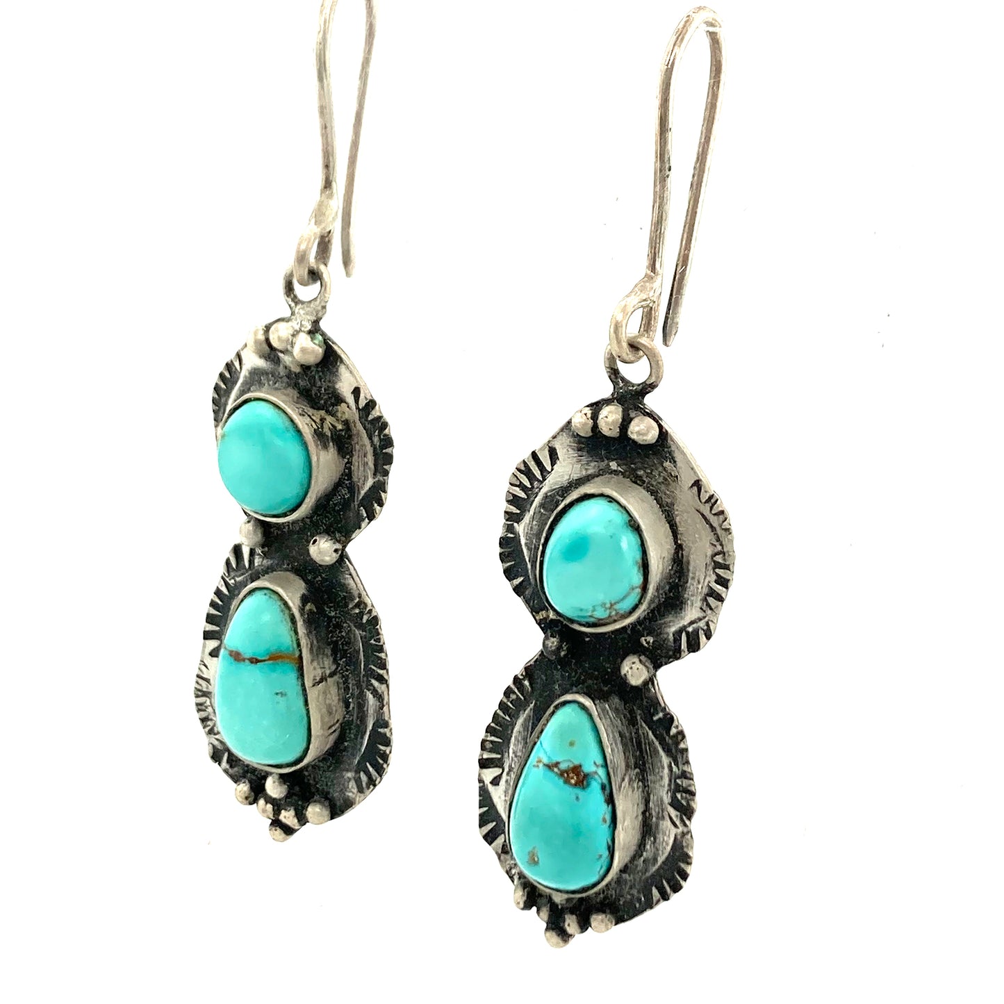 Sierra Nevada Turquoise 2 Stone Earrings Boho Southwest -NewWorldGems