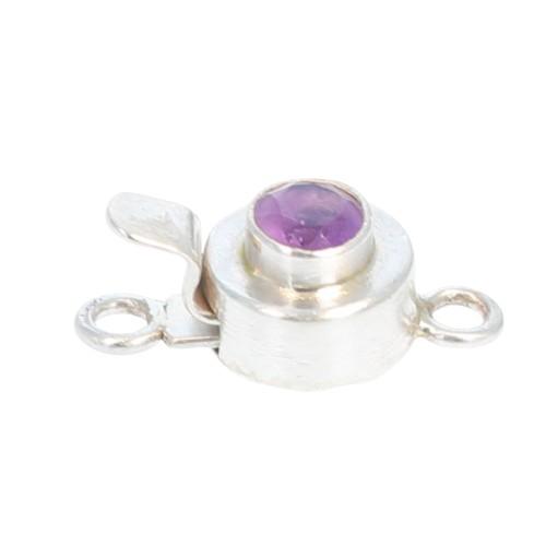 Amethyst Clasp Sterling Round 4mm Faceted Classic -NewWorldGems