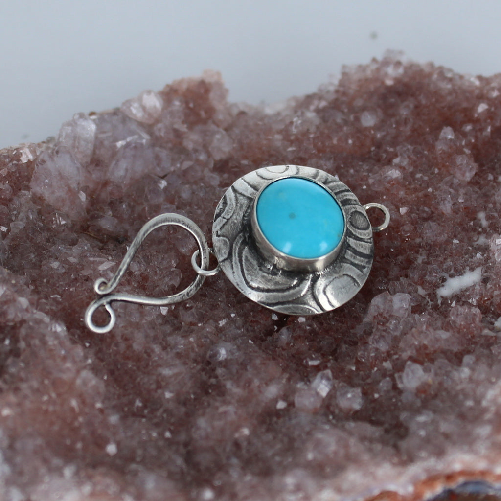 Mixed American and Sonoran Turquoise Sterling Clasp J Hook -NewWorldGems