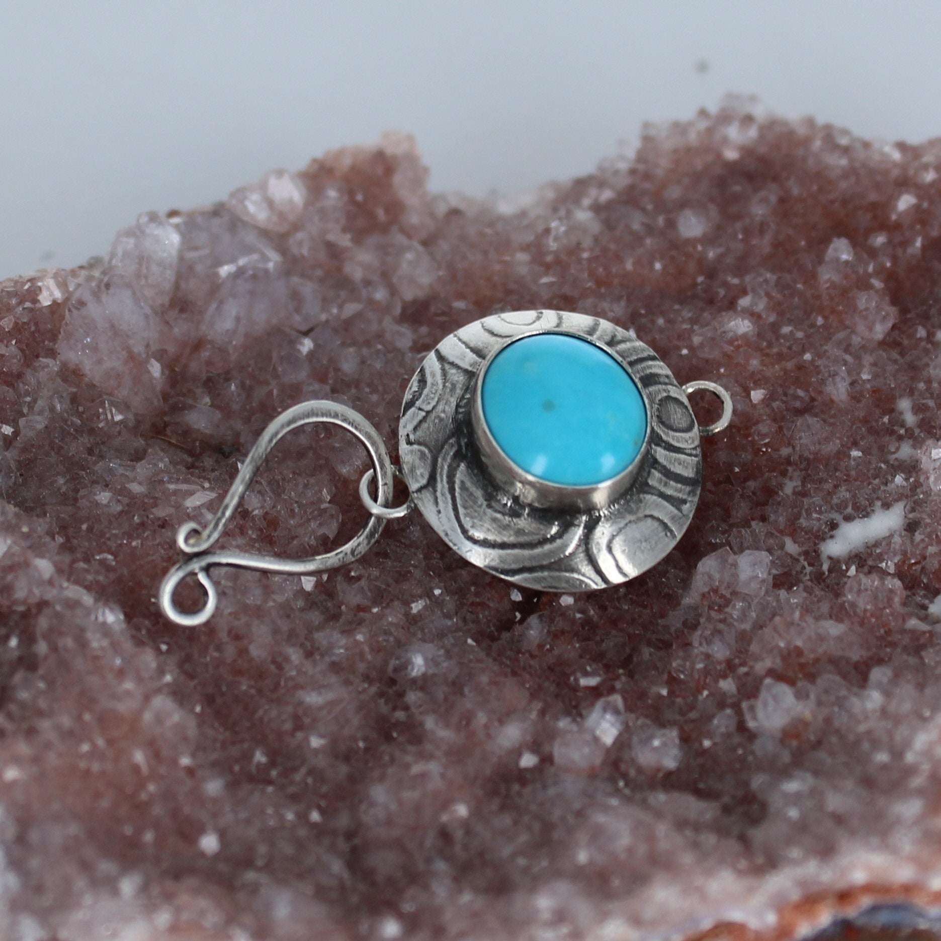 Mixed American and Sonoran Turquoise Sterling Clasp J Hook -NewWorldGems
