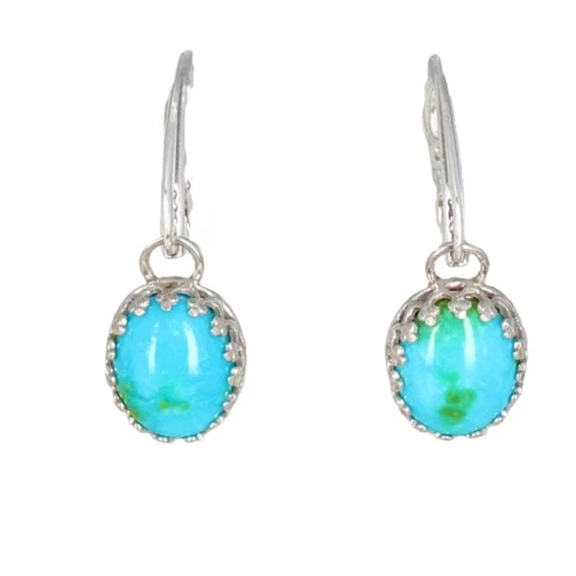 Sonoran Gold Turquoise Earrings Green Or Blue Sterling -NewWorldGems