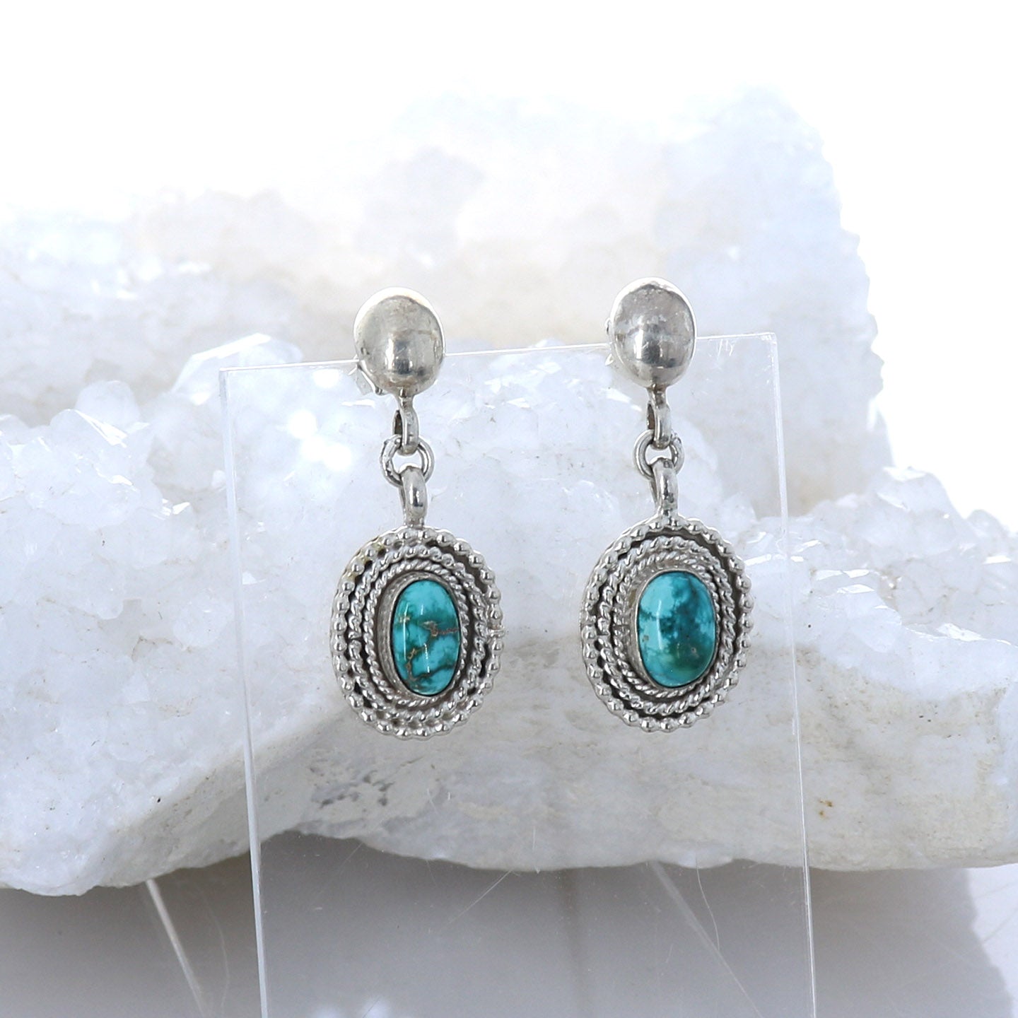 Sierra Nevada Turquoise Earrings Sterling Southwest Design -NewWorldGems